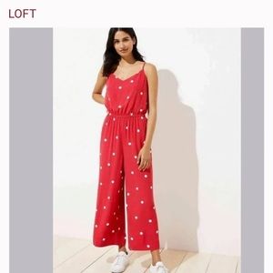 Loft red and white jumpsuit